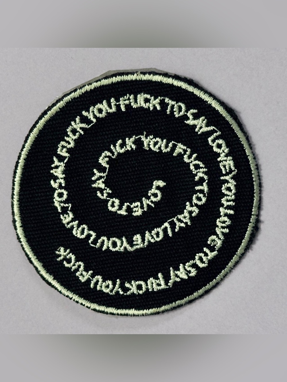 Embroidered Spiral Patch - Black and Cream